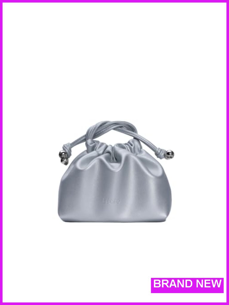 Vegan Leather Ruched Drawstring Pouch - Evening Clutch, Cosmetic Bag, Organizer